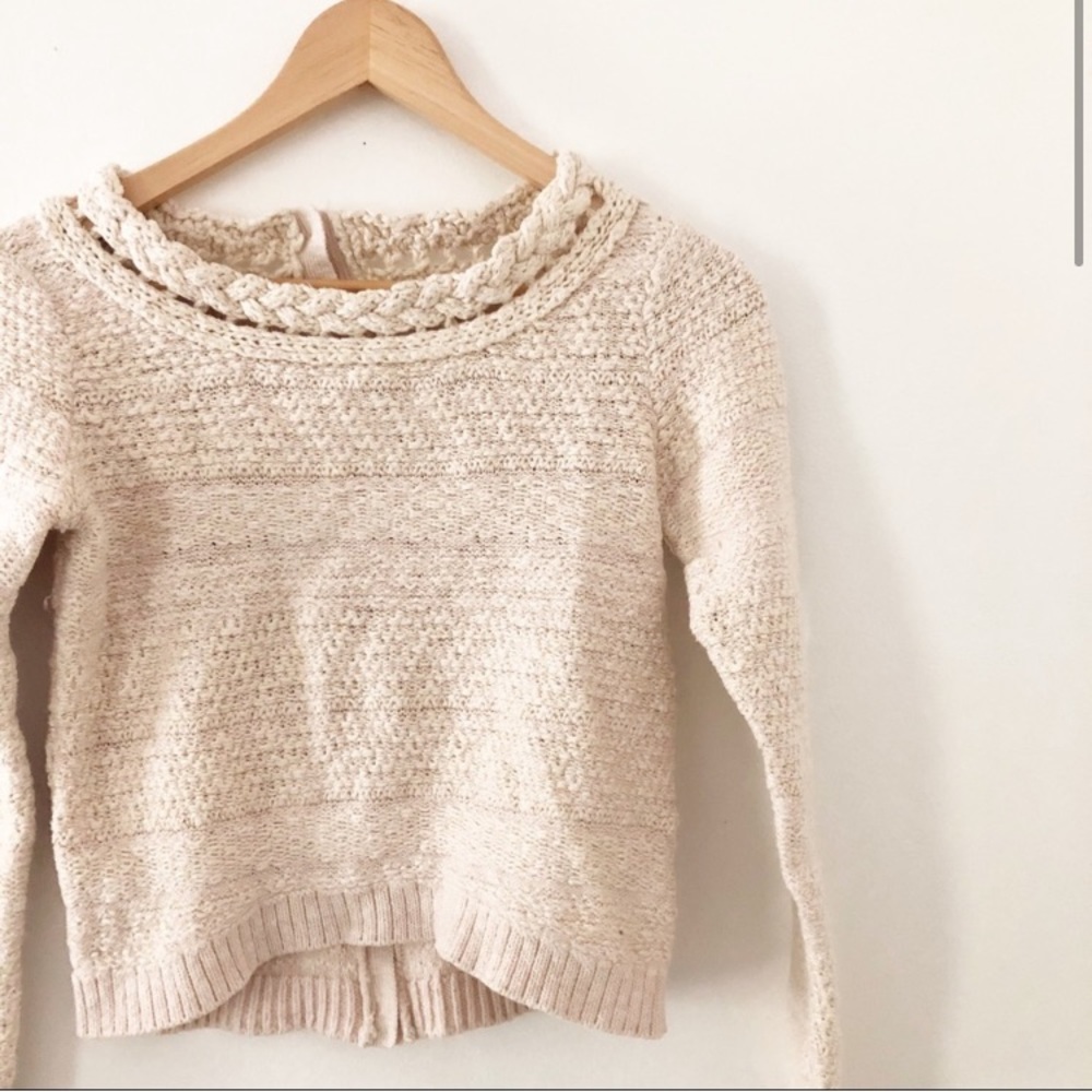 Moth: Cropped Button Back Sweater - image 3